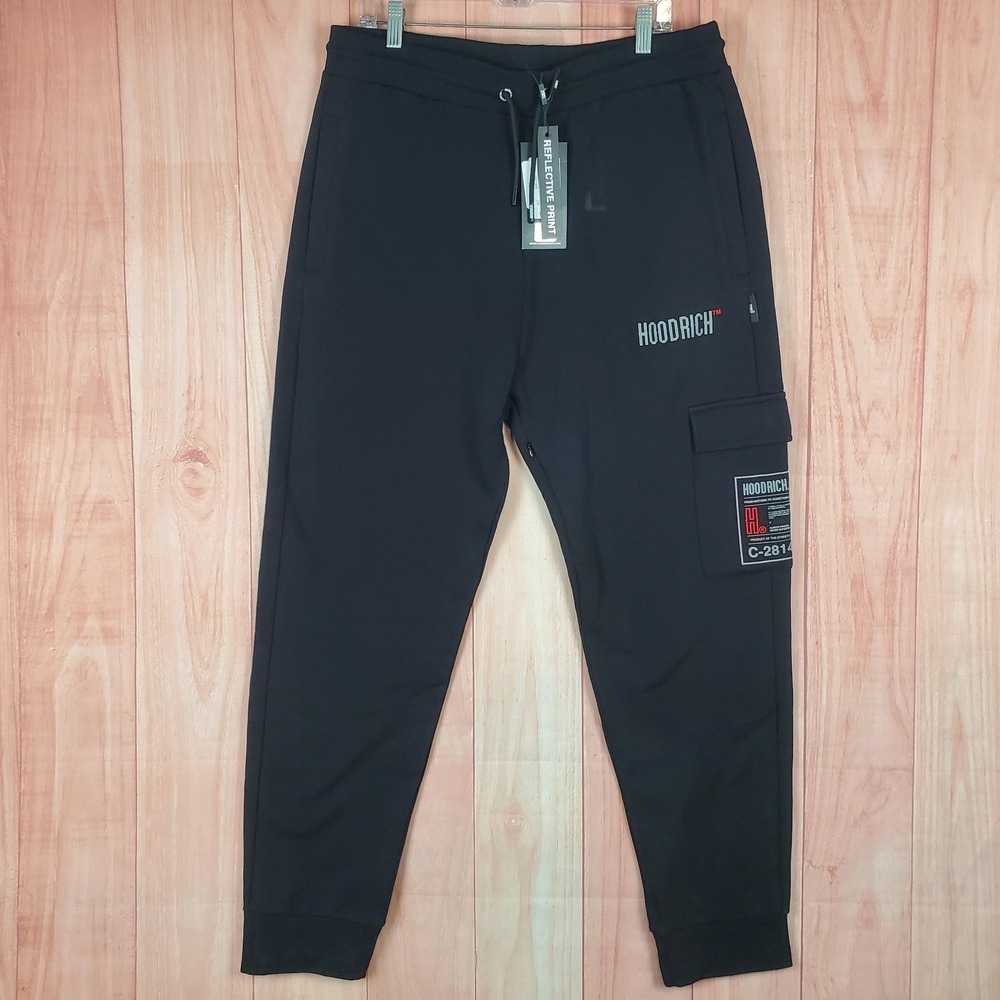 Hoodrich Akira Jogger Pants Mens 2XL Black Cotton Tapered Leg Cargo Pockets